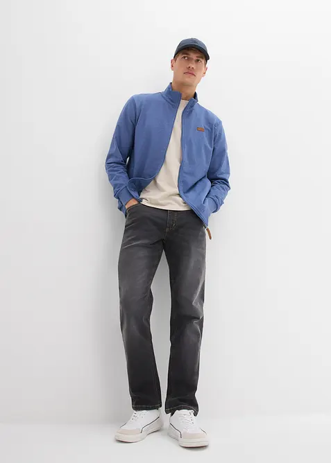 Sweatjakke med detaljer i imitert skinn, bonprix