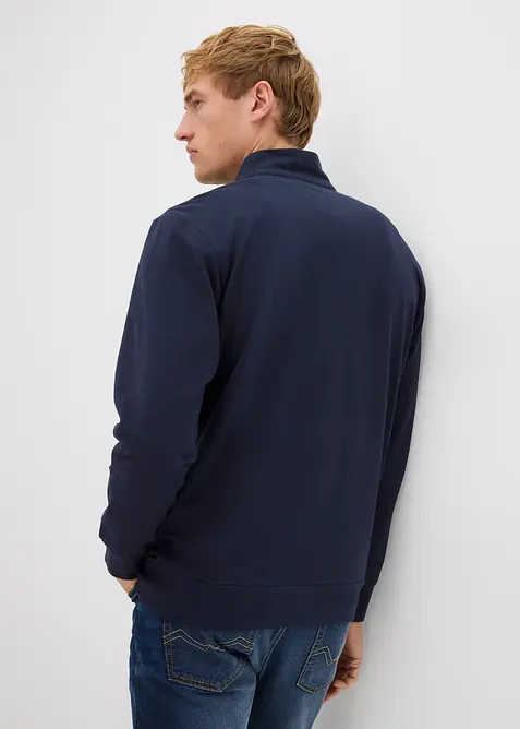 Sweatjakke med detaljer i imitert skinn, bonprix