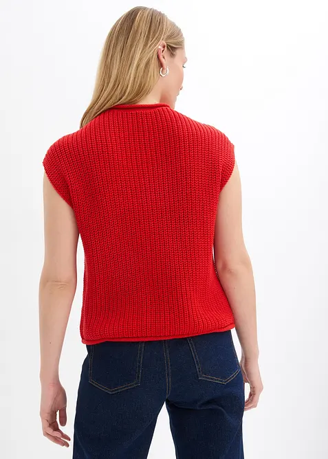 Strikket vest med lommer, bonprix