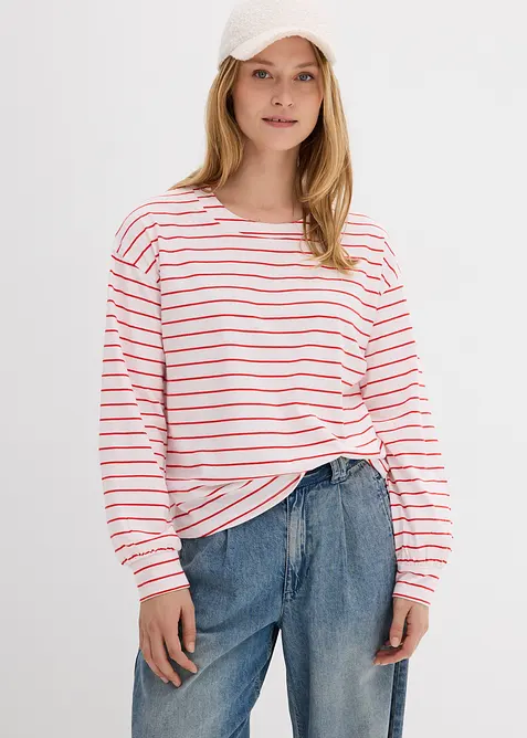 Langermet topp i ren &oslash;kologisk bomull, bonprix