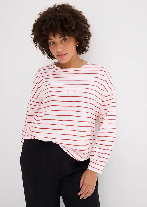 Langermet topp i ren &oslash;kologisk bomull, bonprix