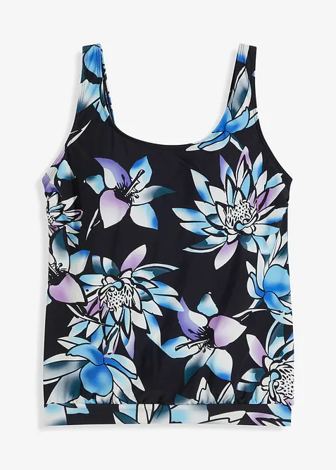 Oversized tankini topp med elastisk kant i falden, bonprix
