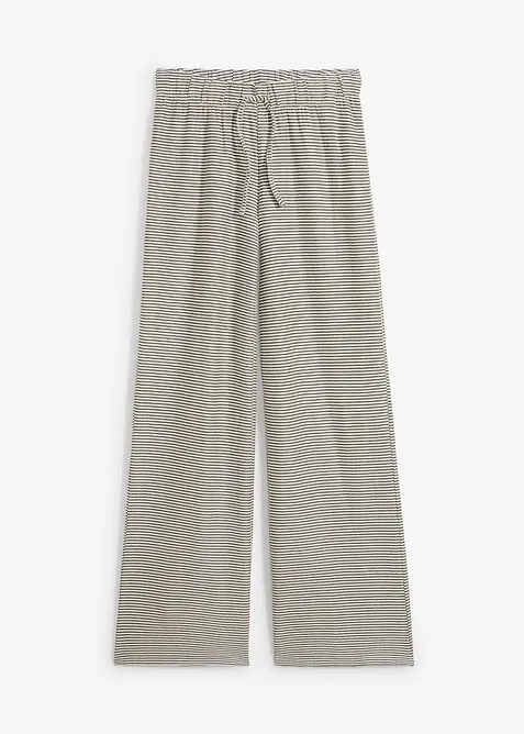 Stripete jerseybukse av bomullsmiks med snor i livet, bonprix