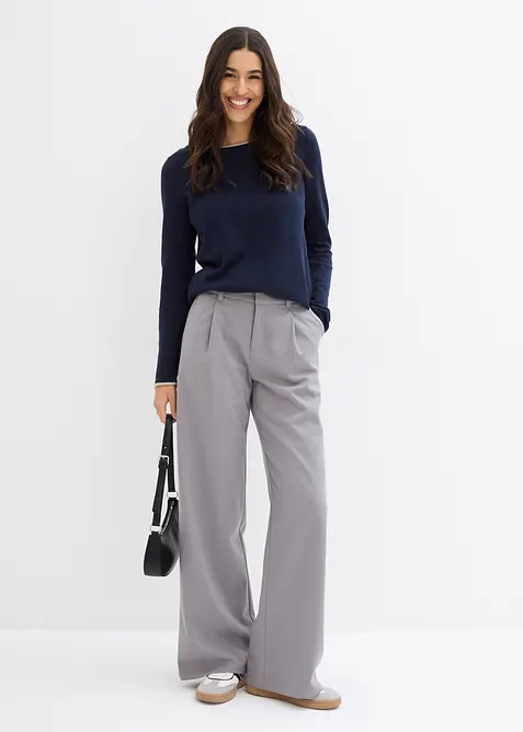 Finstrikket genser i bomullsmiks, bonprix