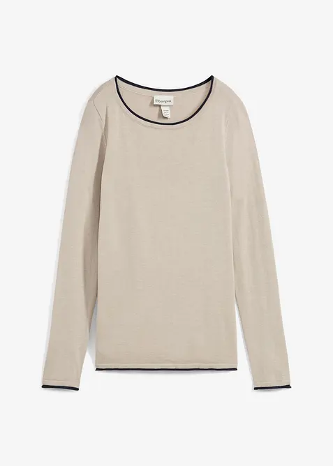 Finstrikket genser i bomullsmiks, bonprix