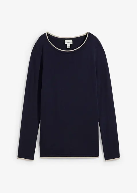 Finstrikket genser i bomullsmiks, bonprix