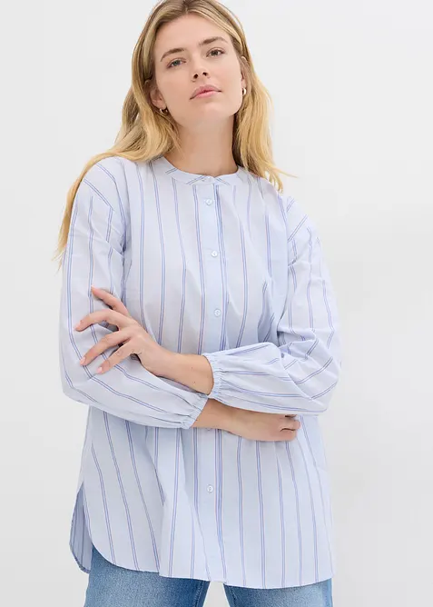 Lang bluse i bomullspoplin, bonprix