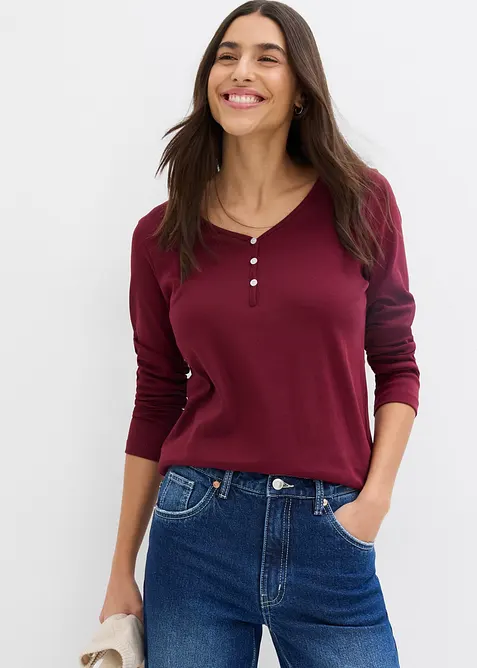 Langermet topp i økologisk bomull, bonprix