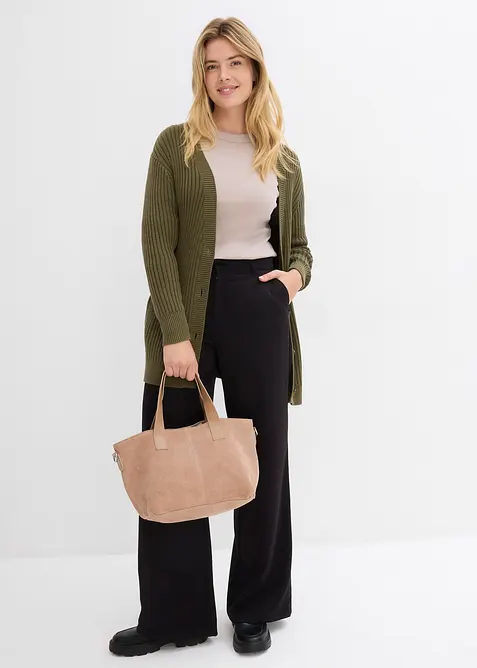 Topp i ribbemateriale med økologisk bomull (2-pack), bonprix