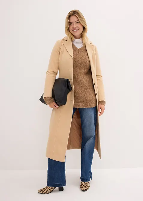 Grovstrikket genser med V-hals, bonprix