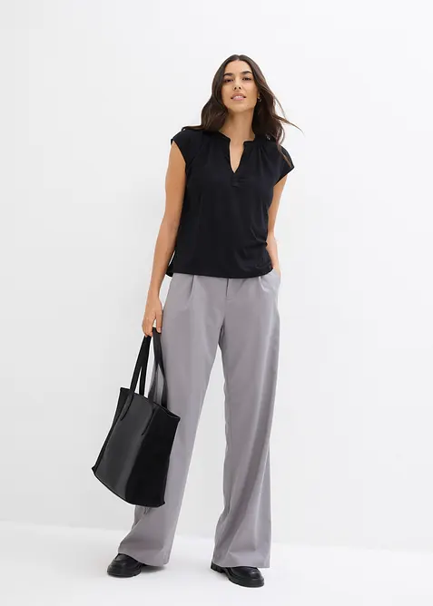 Kortermet topp i viskosemiks og bestefartr&oslash;ye-look, bonprix