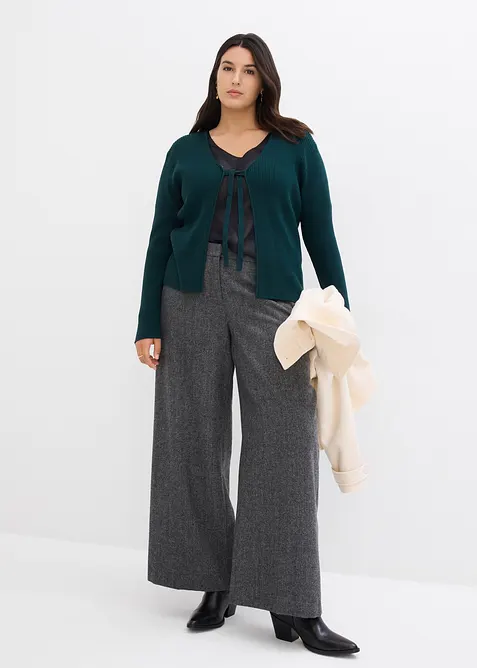 Bukse med ull og fiskebensmønster, bonprix