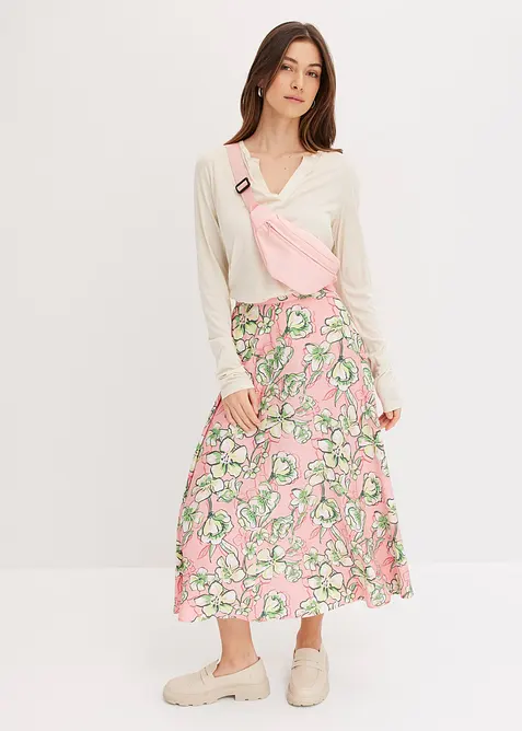 Midiskjørt i lett viskosemiks, bonprix