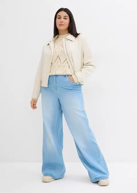 Wide-Leg-jeans, High Waist, Full Length, komfortlinning, bonprix