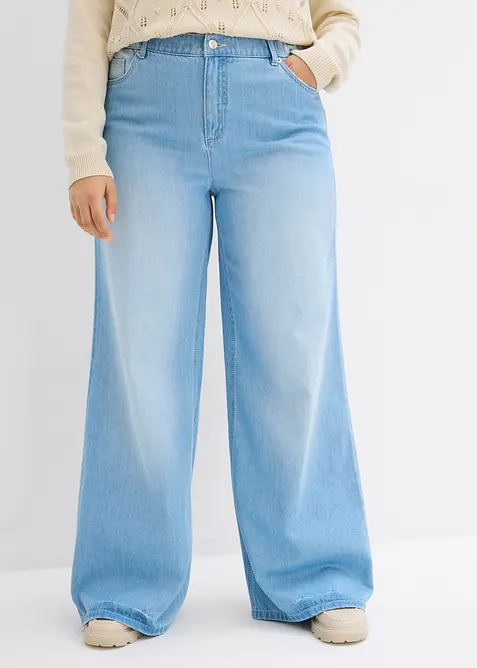 Wide-Leg-jeans, High Waist, Full Length, komfortlinning, bonprix