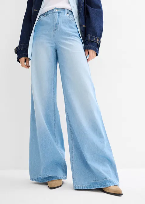 Wide-Leg-jeans, High Waist, Full Length, komfortlinning, bonprix