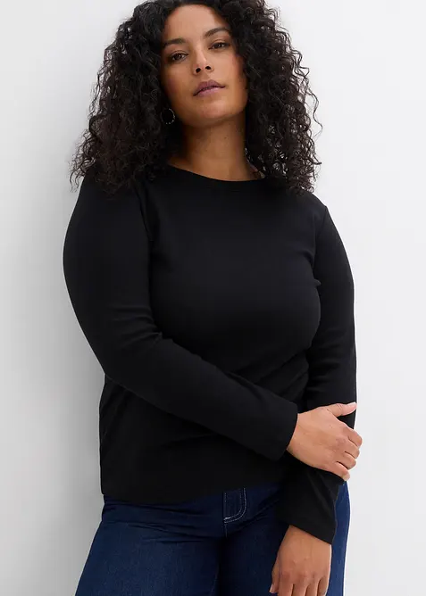 Topp i ribbemateriale med &oslash;kologisk bomull (2-pack), bonprix