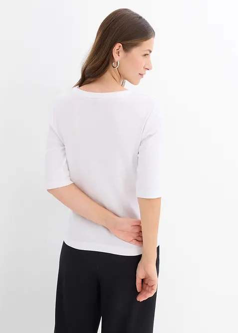 Ribbestrikket topp med &oslash;kologisk bomull (2-pack), bonprix