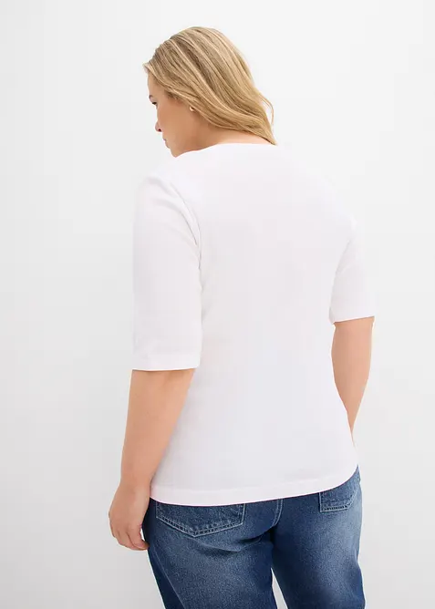 Ribbestrikket topp med &oslash;kologisk bomull (2-pack), bonprix