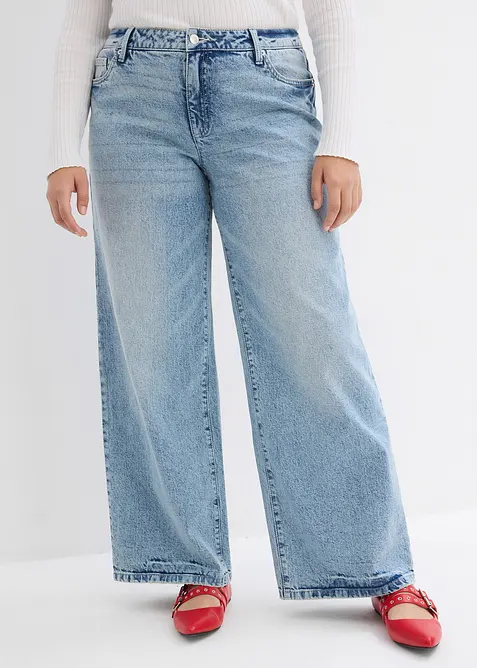 Wide Leg-jeans, Mid Waist, Low Stretch Full Length, bonprix