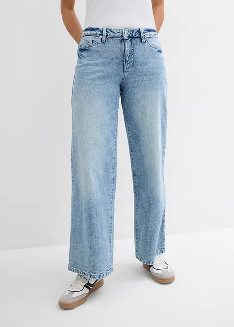 Wide Leg-jeans, Mid Waist, Low Stretch Full Length, bonprix