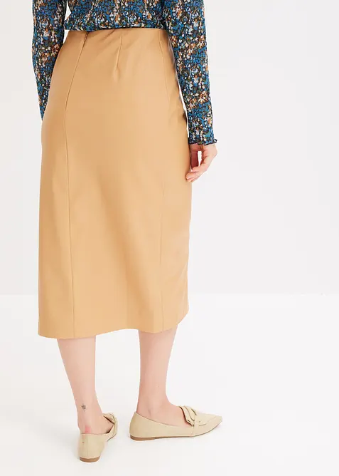 Midiskjørt i imitert skinn, bonprix