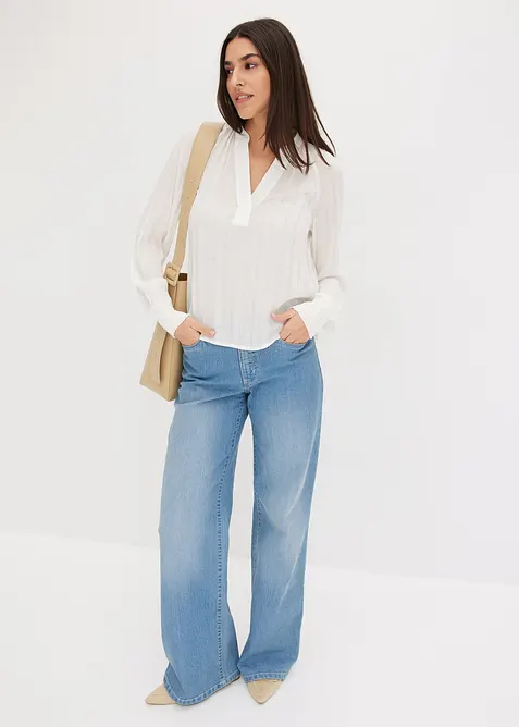 Bluse med crinklet effekt og lurex, bonprix