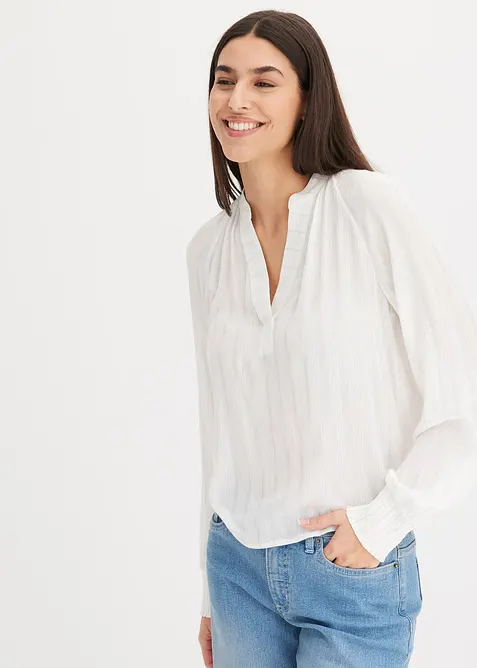 Bluse med crinklet effekt og lurex, bonprix