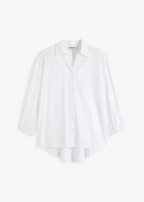 Bluse med lengre bakstykke og ballongermer, bonprix