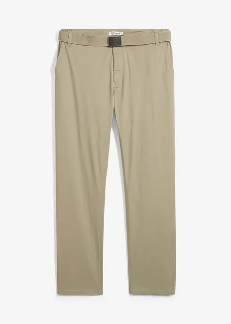 Regular fit-chinos med belte og elastisk linning, Straight, bonprix