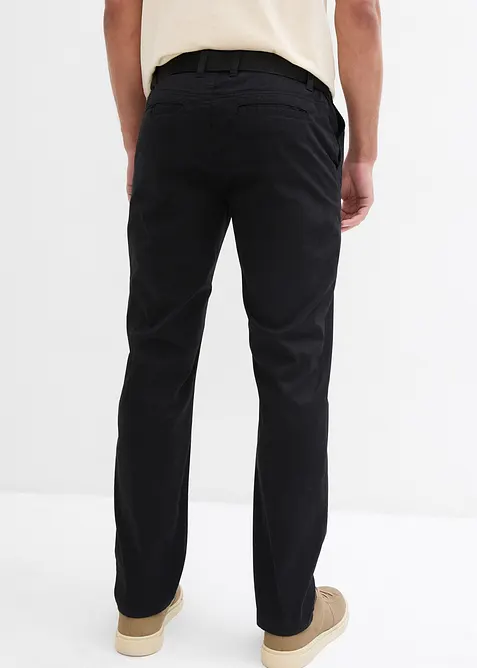 Regular Fit-chinos med belte og komfortlinning, Straight, bonprix