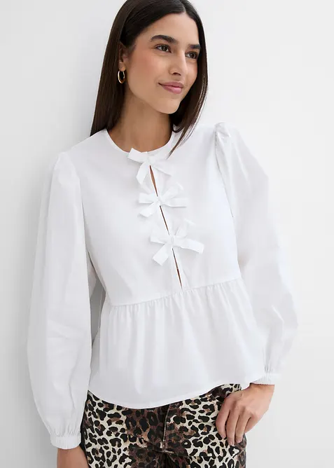 Bluse med sl&oslash;yfedetaljer, bonprix