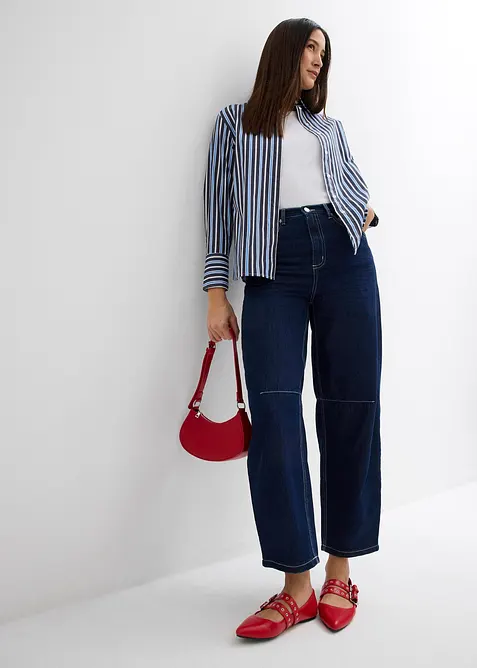 Ribbet topp i 100% &oslash;kologisk bomull (2-pack), bonprix