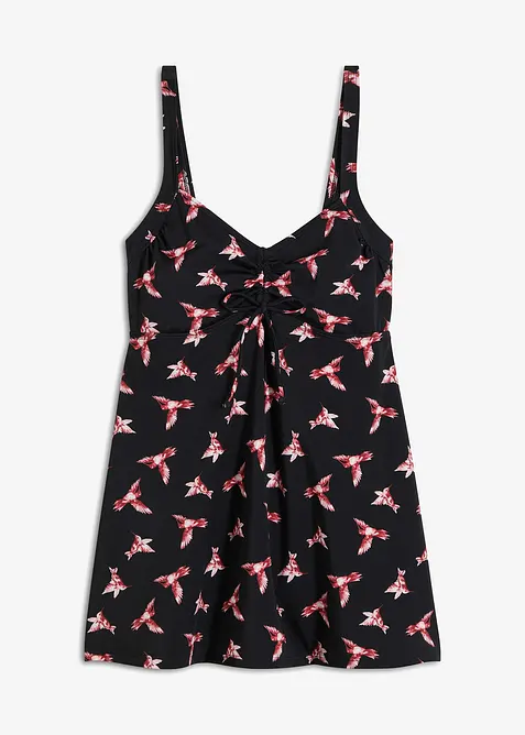 Lang tankini topp med rynking, bonprix