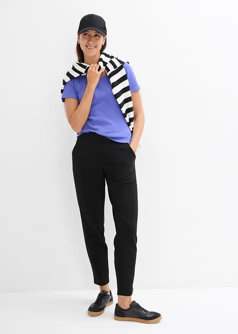 Ribbet topp i 100% &oslash;kologisk bomull (2-pack), bonprix