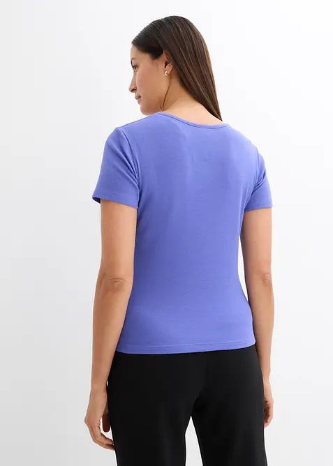 Ribbet topp i 100% &oslash;kologisk bomull (2-pack), bonprix