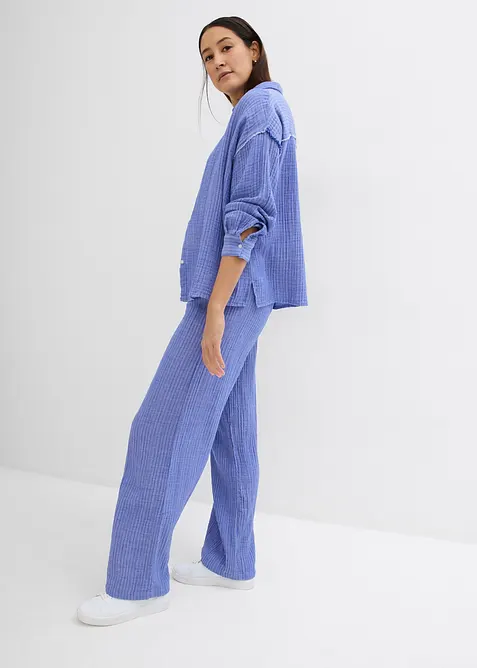 Bukse med vide ben og stripemønster, bonprix