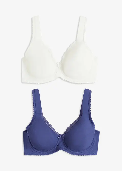 T-skjorte-BH med bøyle og økologisk bomull (2-pack), bonprix