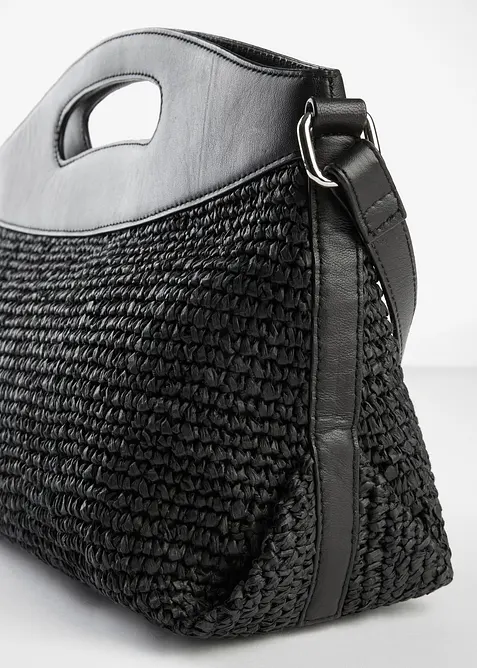 Skulderveske i str&aring; med skinnhank, bonprix