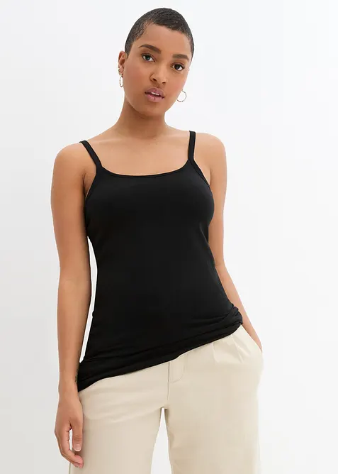 Lang singlet av økologisk bomull, 2-pack, bonprix