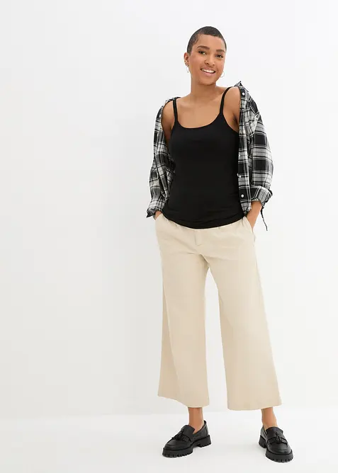 Lang singlet av økologisk bomull, 2-pack, bonprix