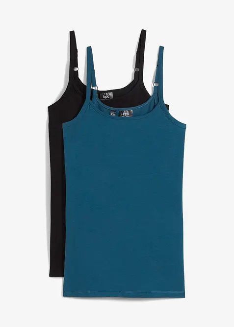 Lang singlet av &oslash;kologisk bomull, 2-pack, bonprix