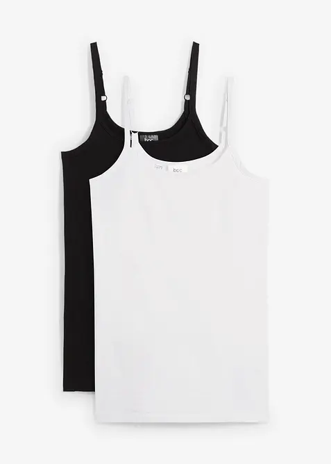 Lang singlet av &oslash;kologisk bomull, 2-pack, bonprix