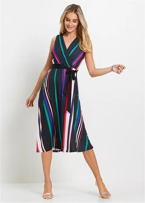 Trikotkjole med knytebelte, bonprix