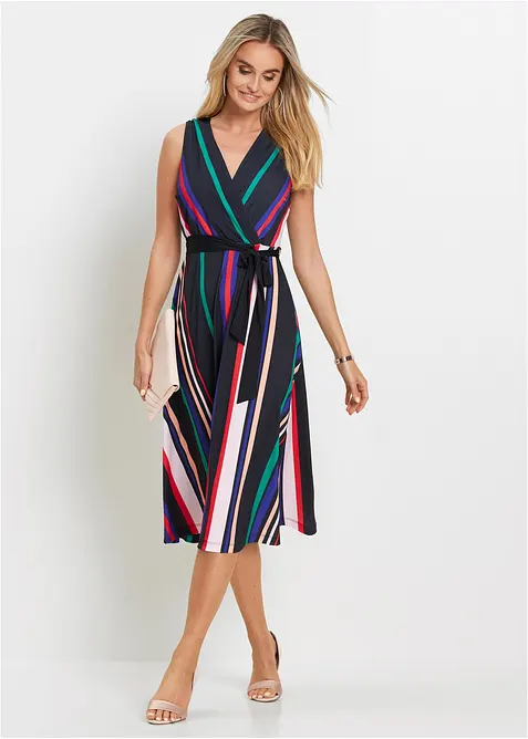 Trikotkjole med knytebelte, bonprix