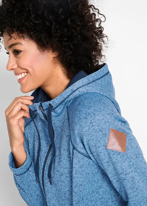 Lang fleecejakke med hette, bonprix