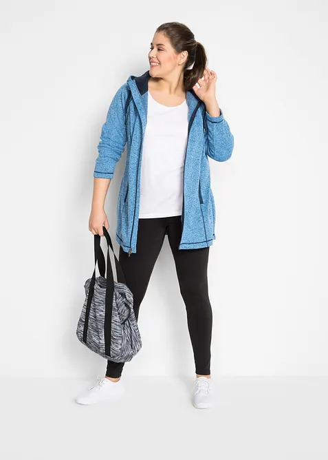 Lang fleecejakke med hette, bonprix