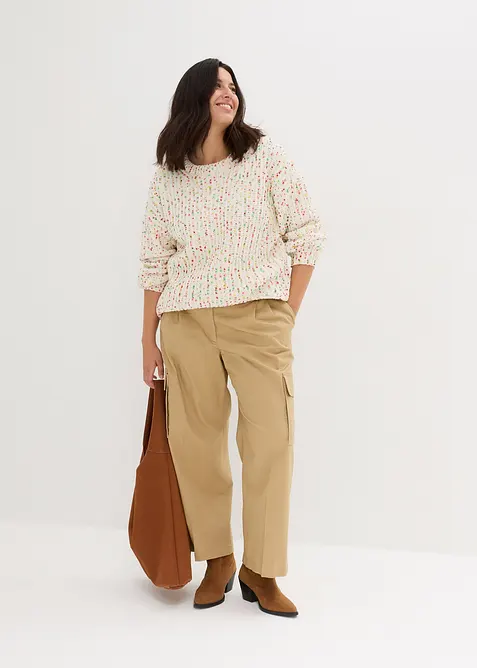 Oversized, grovstrikket genser, bonprix