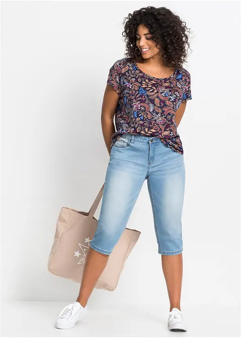 Kortermet, m&oslash;nstret bomullstopp, bonprix