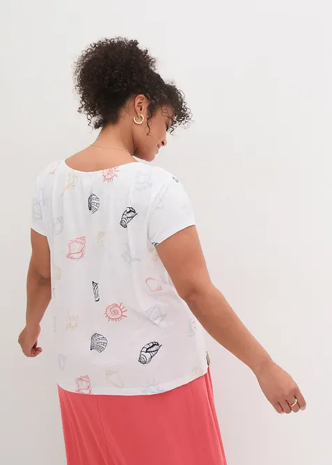 T-skjorte med print og rund hals av økologisk bomull, bonprix